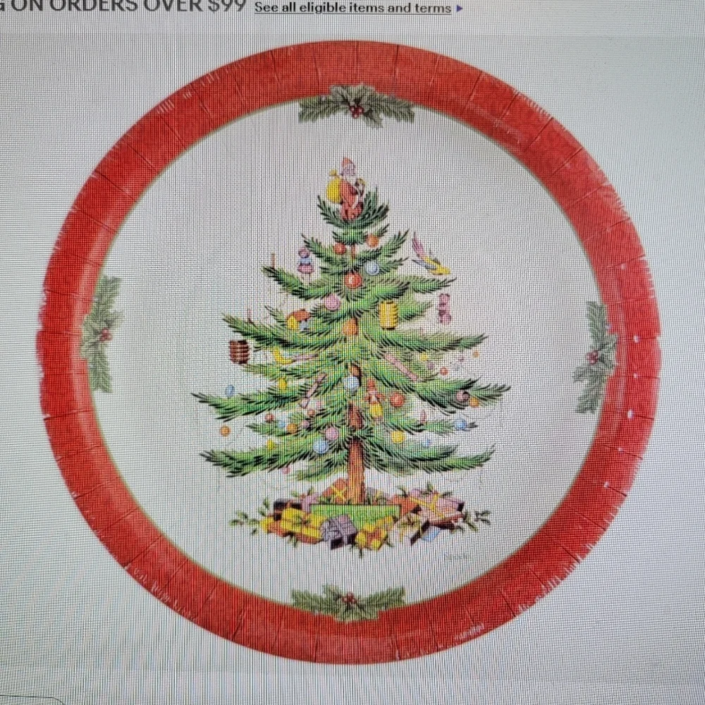NEW Spode Christmas Tree Coated Disposable Plates & Napkins set 8 place settings